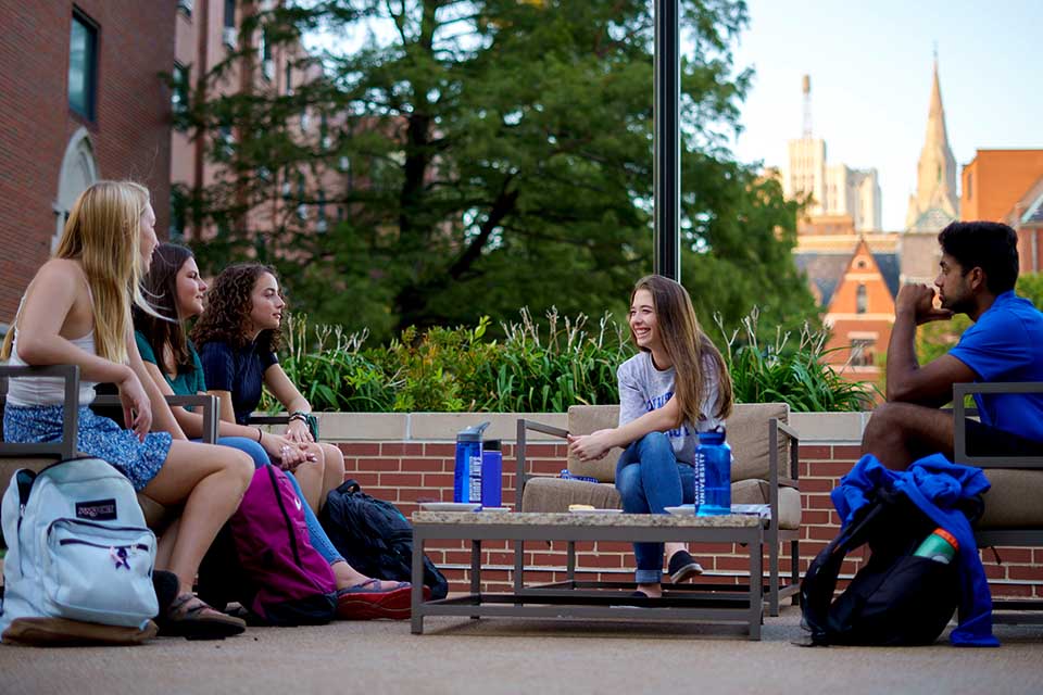 SLU Students on Grand Patio