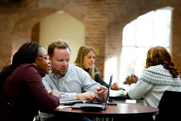 Graduate students in Cook Hall 