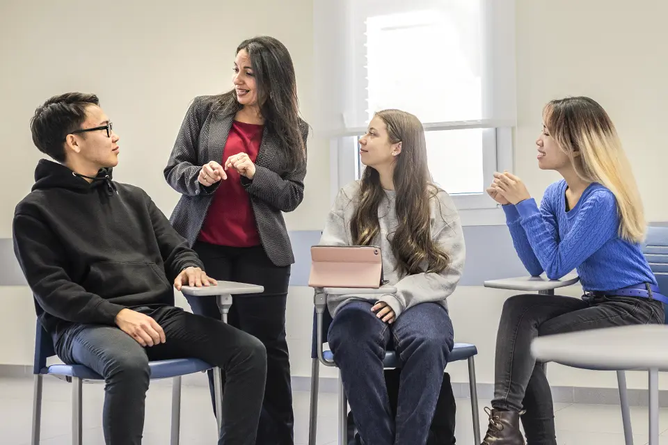 Students with Dr. Mazzuca in a Psychology class.