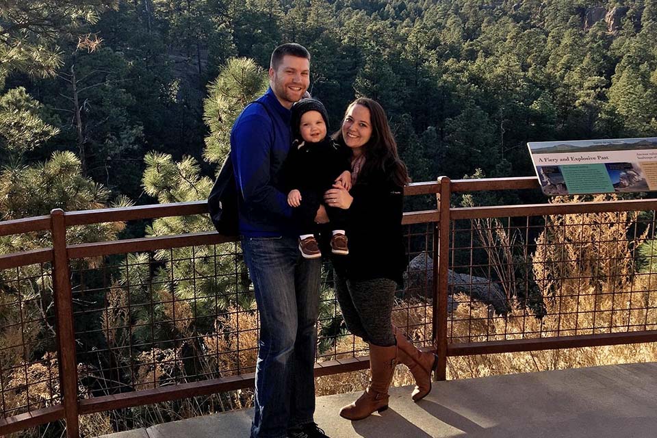 Stephen Grote, Ph.D. outdoors with family.