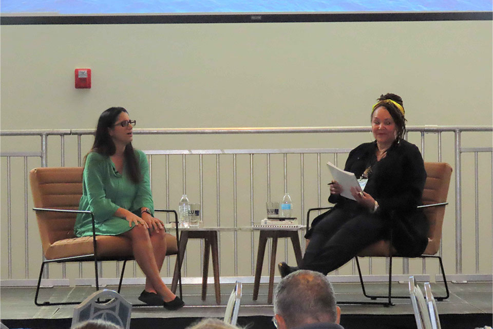 Dr. Mona Hanna-Attisha gives her keynote speech during the 2023 Summit for Water. 