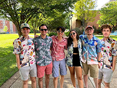 Declan Byrne, Scott Elliott, Jarrett Irwin, Claire Jacobs, Jeremy Ling and Patrick Sullivan posed outside